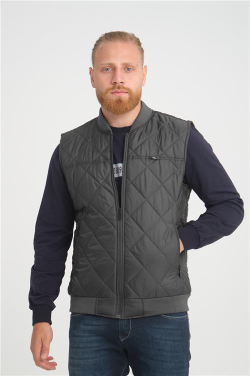 Wholesale Anthracite Diamond Pattern Pilot Vest