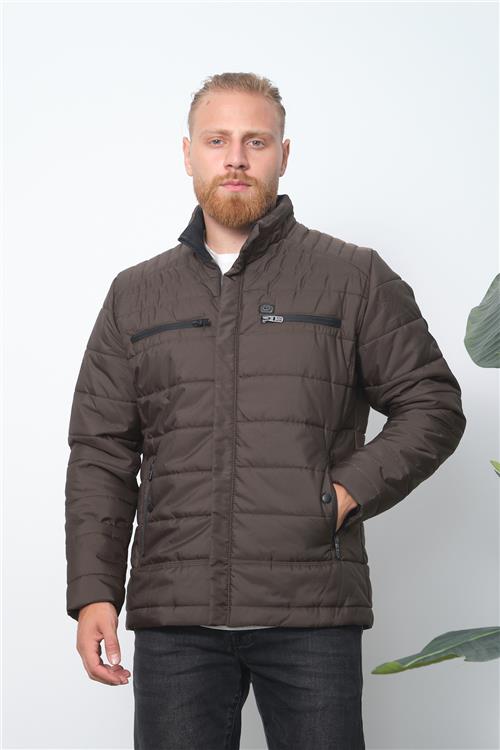 Wholesale Anthracite Double Zipper Pocket Stand Collar Jacket