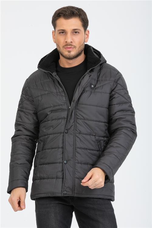 Wholesale Anthracite Detachable Polar Hood Jersey Lined Jacket