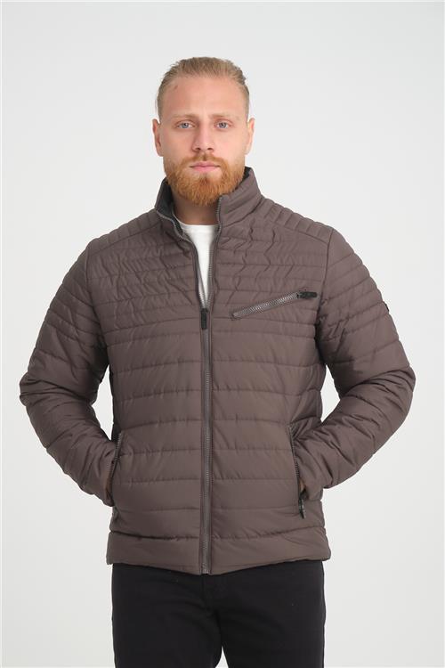 Wholesale Anthracite Chest Zipper Detail Stand Collar Jacket