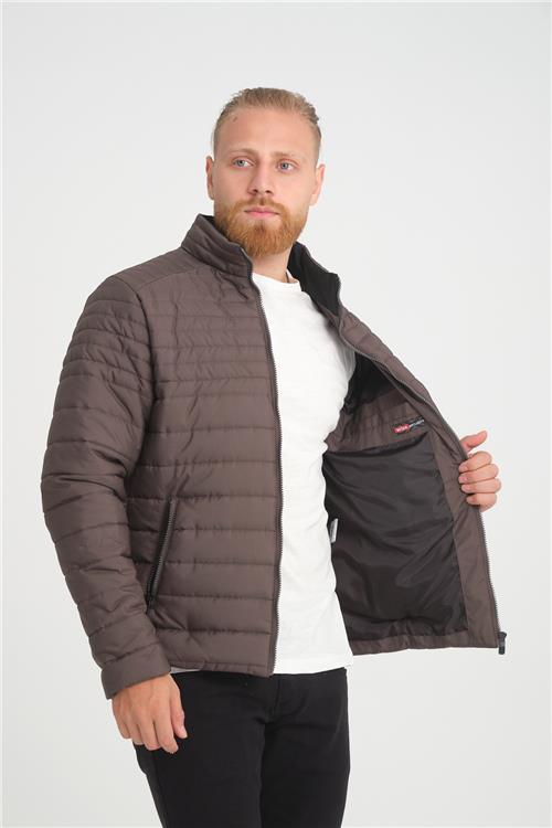 Wholesale Anthracite Chest Zipper Detail Stand Collar Jacket