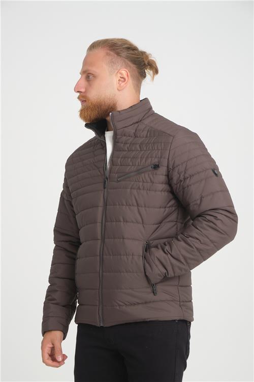 Wholesale Anthracite Chest Zipper Detail Stand Collar Jacket