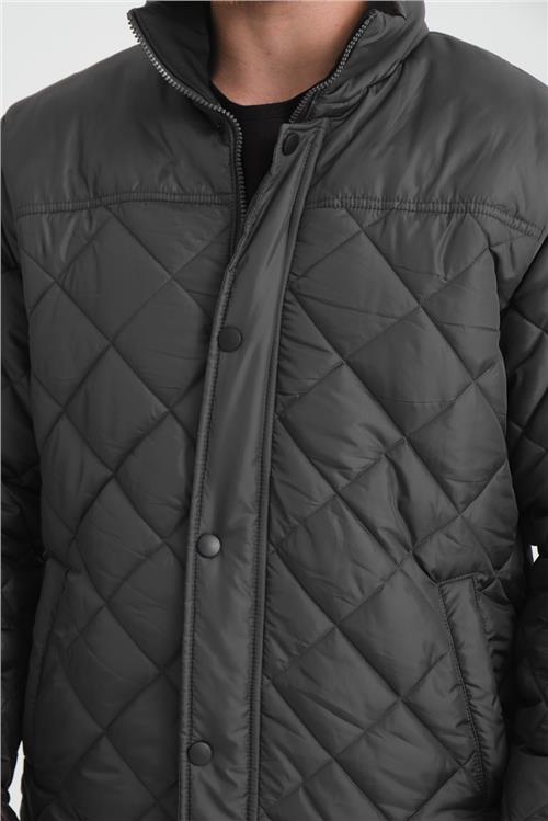 Wholesale Anthracite Diamond Pattern Puffer Stand Collar Jacket