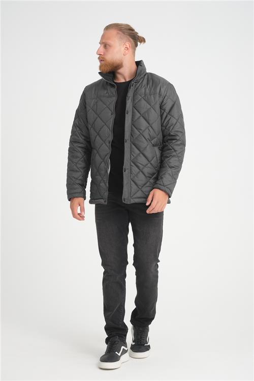 Wholesale Anthracite Diamond Pattern Puffer Stand Collar Jacket