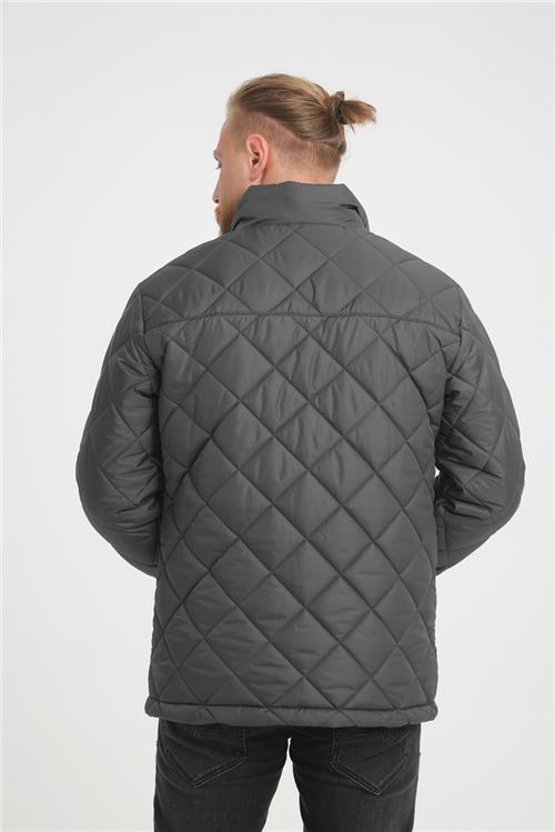 Wholesale Anthracite Diamond Pattern Puffer Stand Collar Jacket