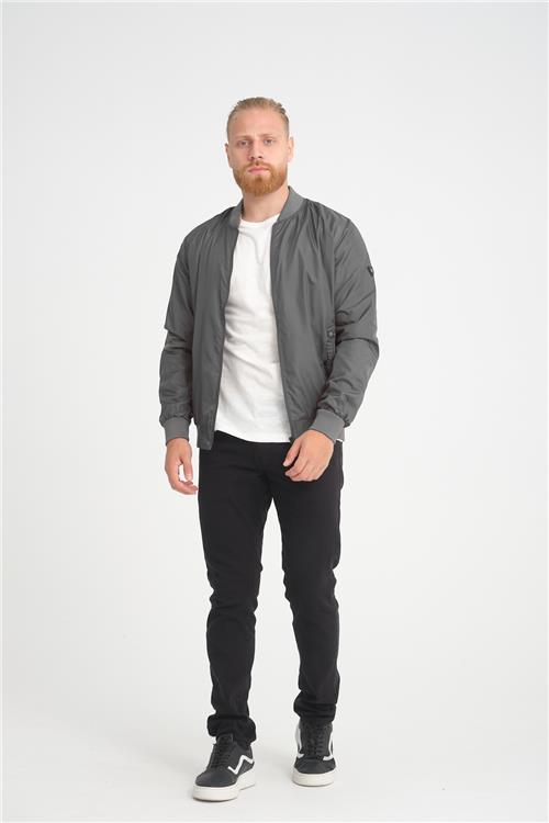 Wholesale Anthracite Pilot Collar Jersey Lined Spring Jacket