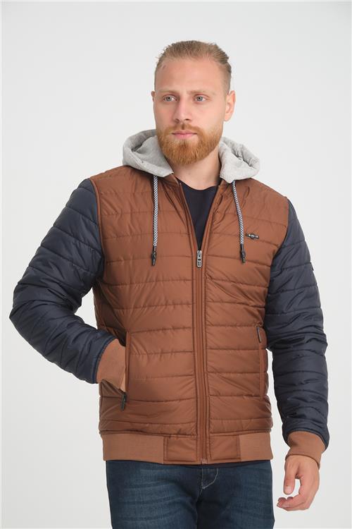 Wholesale Copper Two-Tone Puffer Detachable Hood Jacket