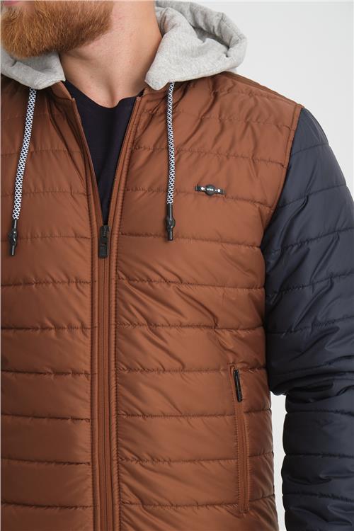 Wholesale Copper Two-Tone Puffer Detachable Hood Jacket