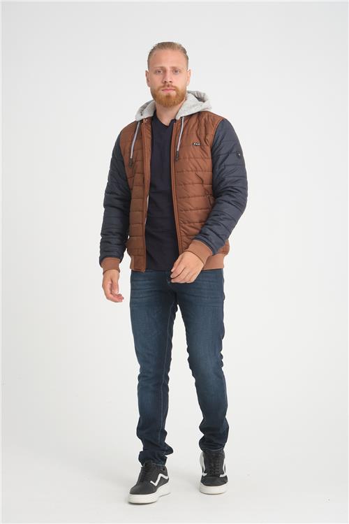 Wholesale Copper Two-Tone Puffer Detachable Hood Jacket