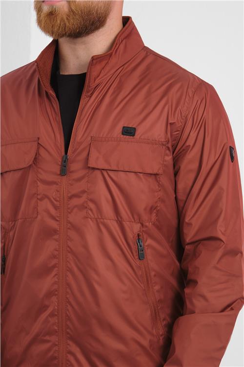 Wholesale Copper Stand Collar Pocketed Jersey Lined Spring Jacket