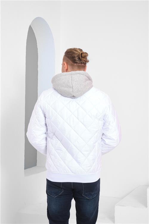 Wholesale White Diamond Pattern Detachable Hood Jacket