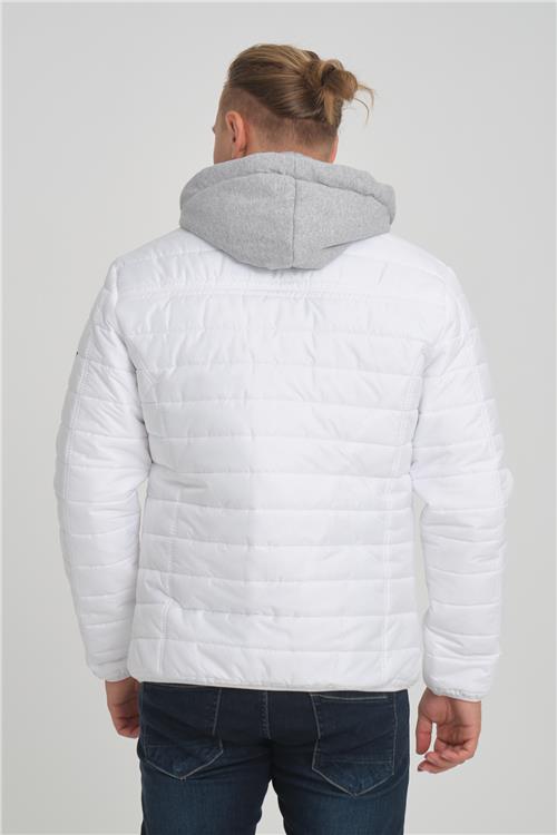Wholesale White Hooded Jersey Lined Puffer Jacket