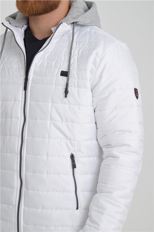 Wholesale White Hooded Jersey Lined Puffer Jacket