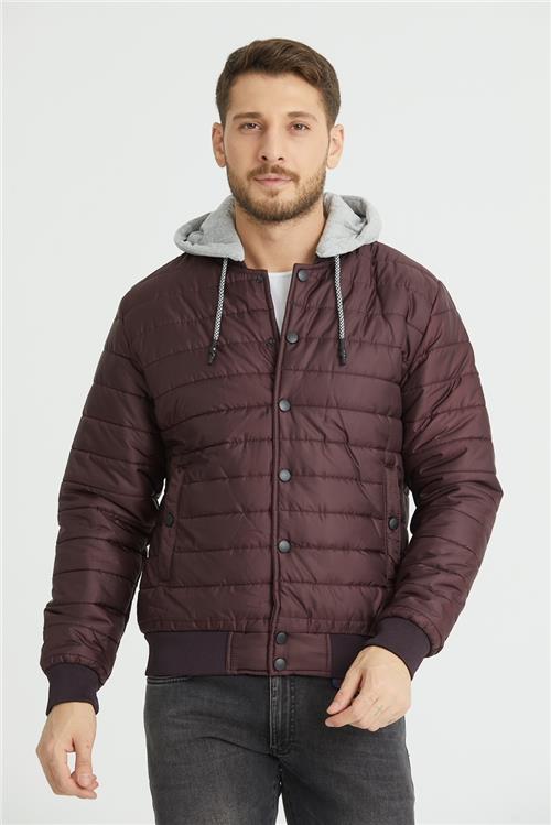 Wholesale Burgundy Hooded College Jacket