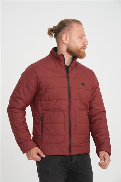 Wholesale Burgundy Ripstop Stand Collar Waterproof Jacket