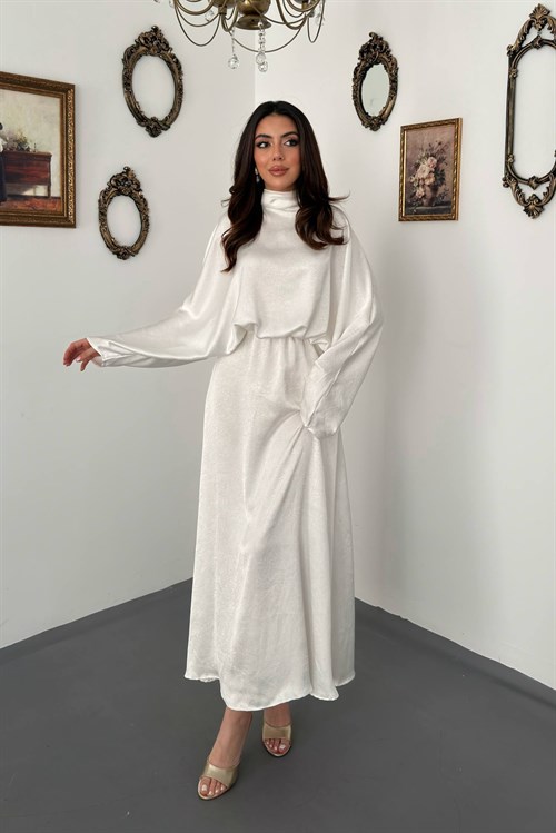 Wholesale Ecru Satin Jacquard Dress
