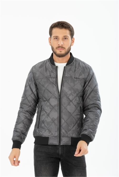 Wholesale Charcoal Dot Printed Pilot Jacket