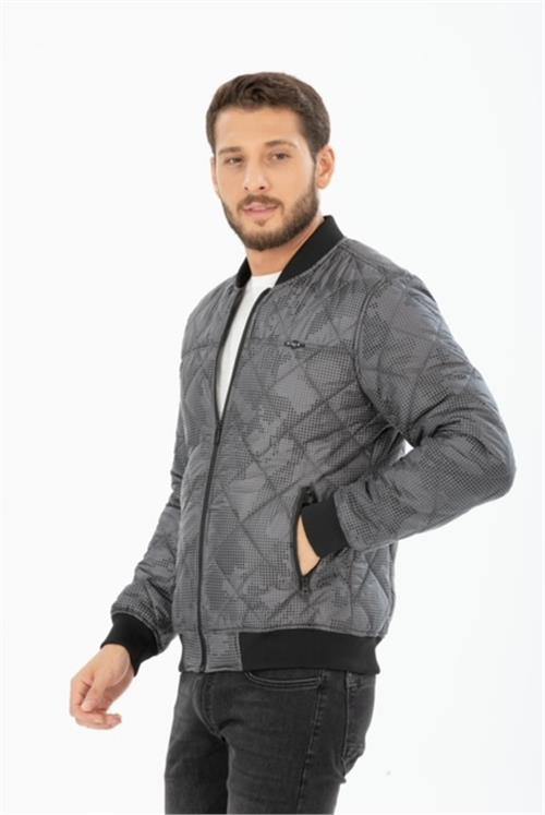 Wholesale Charcoal Dot Printed Pilot Jacket