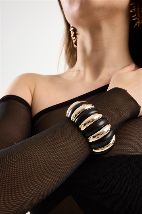 Gold-Black Chunky Bangle