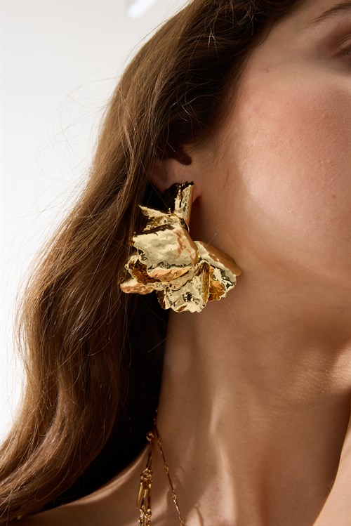Gold Large Floral Earrings