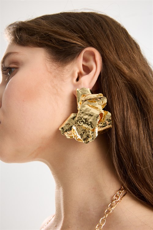 Gold Large Floral Earrings