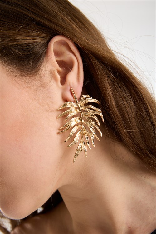 Gold Large Leaf Earrings