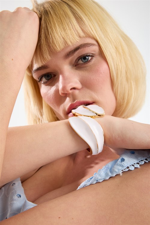 Gold & White Enamel Bracelet