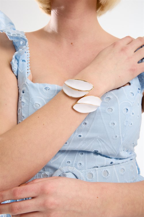 Gold & White Enamel Bracelet