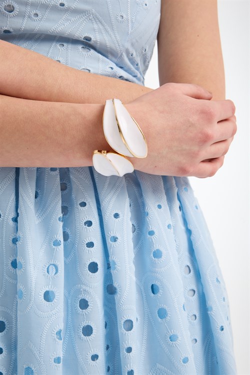 Gold & White Enamel Bracelet