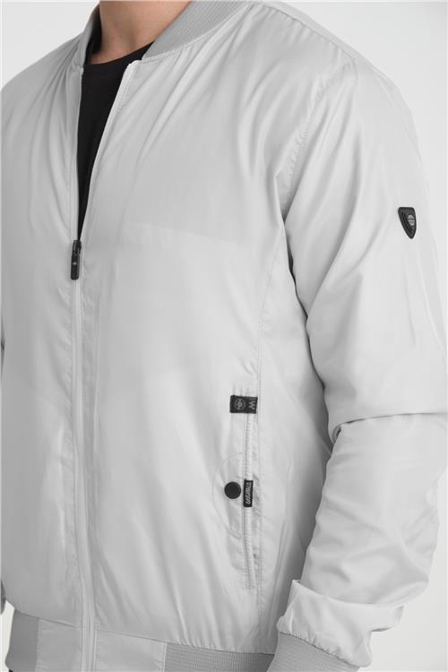 Wholesale Silver Grey Pilot Collar Jersey Lined Spring Jacket