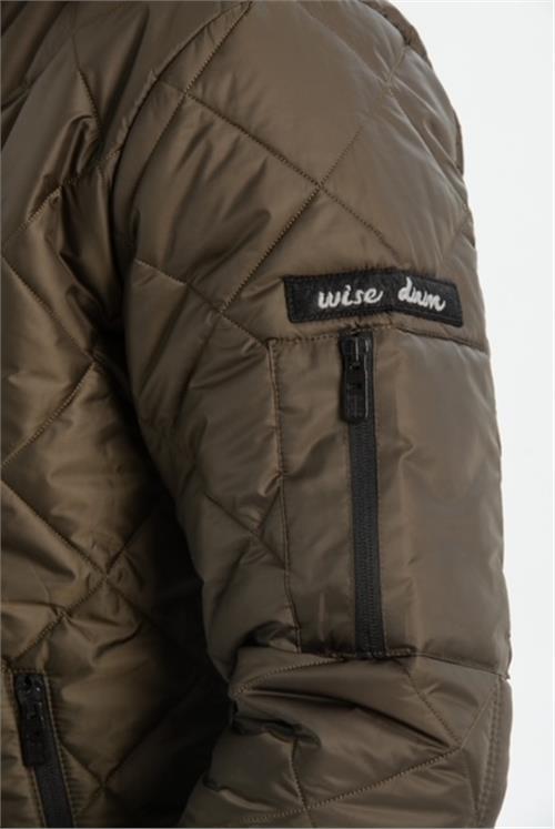 Wholesale Khaki Diamond Pattern Sleeve Detail Pilot Jacket