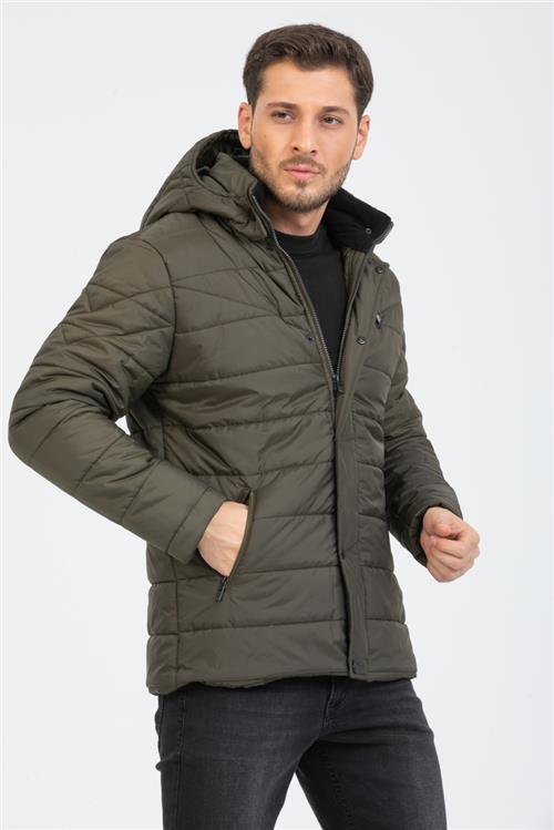 Wholesale Khaki Detachable Polar Hood Jersey Lined Jacket