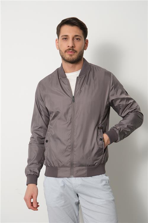 Wholesale Khaki Pilot Collar Jersey Lined Spring Jacket