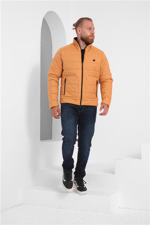 Wholesale Mustard Ripstop Stand Collar Waterproof Jacket