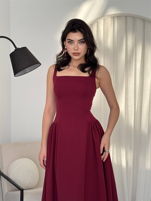 Heldi Pleated Dress - Burgundy