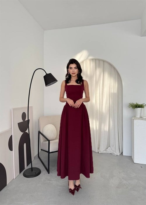 Heldi Pleated Dress - Burgundy