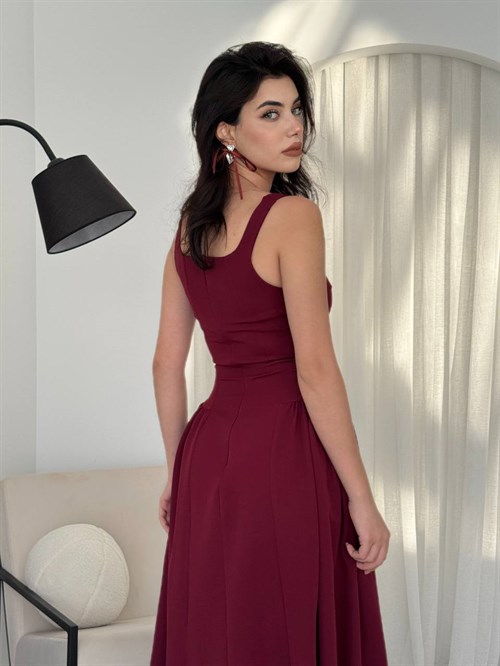 Heldi Pleated Dress - Burgundy