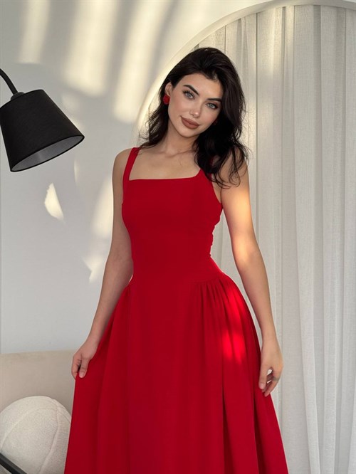 Heldi Pleated Dress - Red
