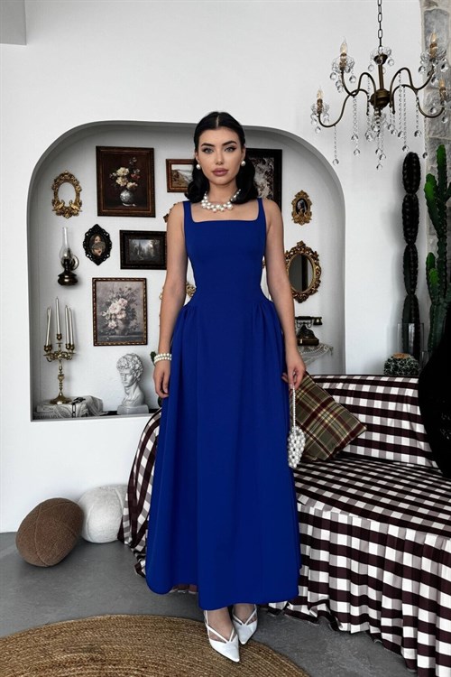 Heldi Pleated Dress - Sax Blue