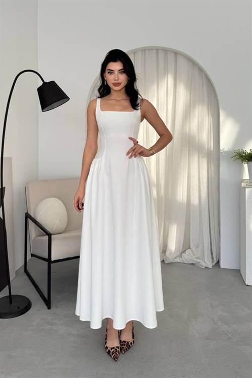 Heldi Pleated Dress - White