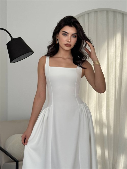 Heldi Pleated Dress - White