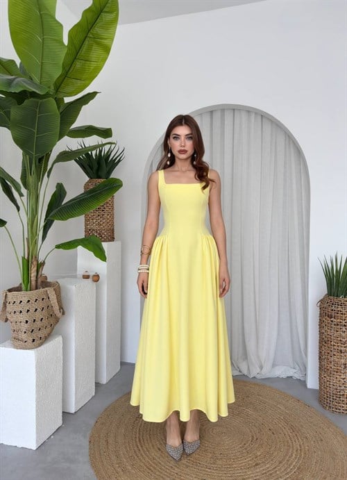 Heldi Pleated Dress - Yellow