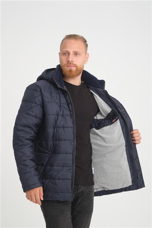 Wholesale Navy Detachable Polar Hood Jersey Lined Jacket
