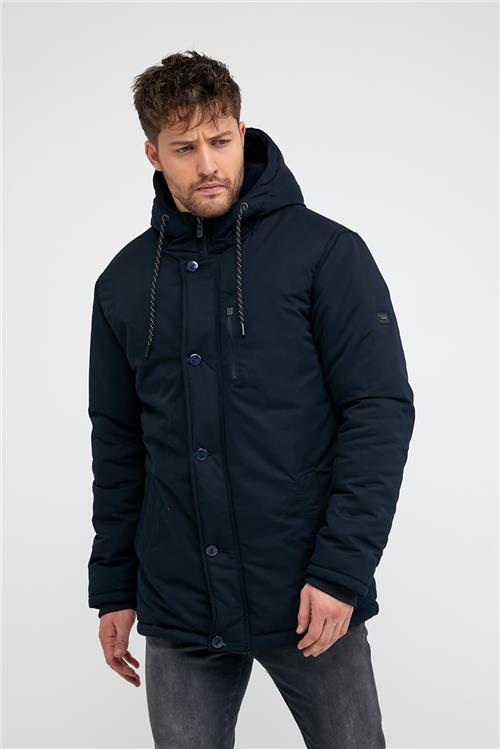 Wholesale Navy Polar Lined Hooded Jacket