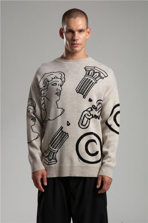 Men sweater wholesale Beige color 699347