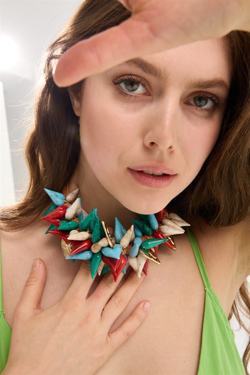 Multicolor Heart Charms Necklace