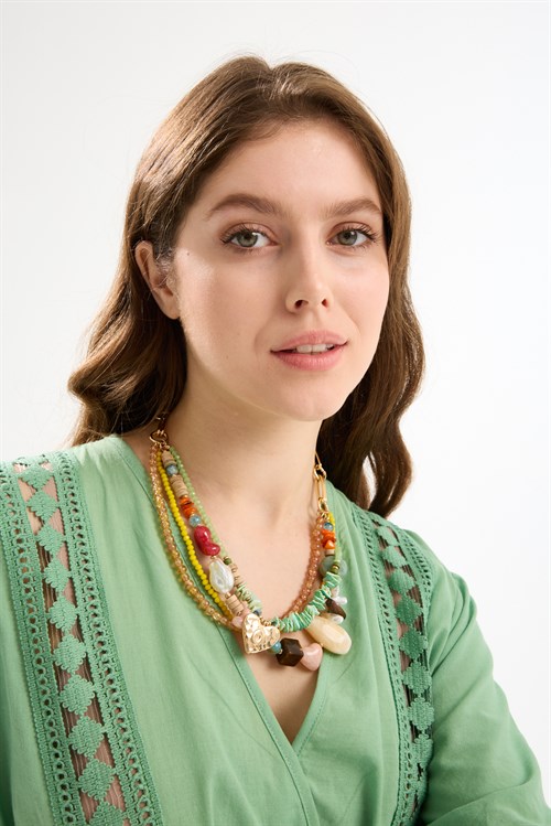 Multicolored Beaded Layered Necklace