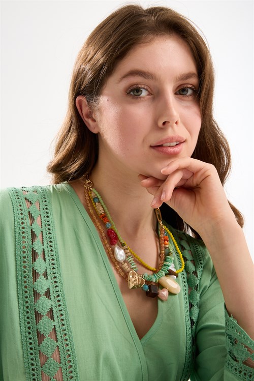 Multicolored Beaded Layered Necklace