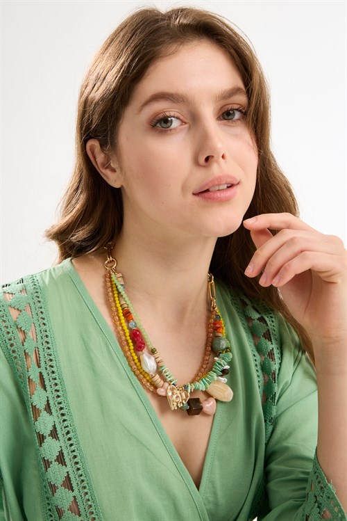 Multicolored Beaded Layered Necklace