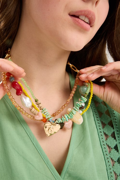 Multicolored Beaded Layered Necklace